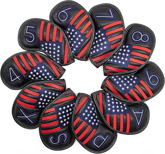 Golf Iron Head Covers Set Iron Headcover Wedge Cover Golf Iron Club Cover USA American Flag for PXG0311