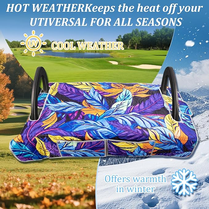 Golf Cart Seat Covers,Nonskid Bottom Golf Cart Seat Towel Blanket with 2 Front Pockets,Short Plush Surface, Soft and Comfortable,Fits for EZGO, Yamaha, Club Car and More 2 Person Seats Golf Carts