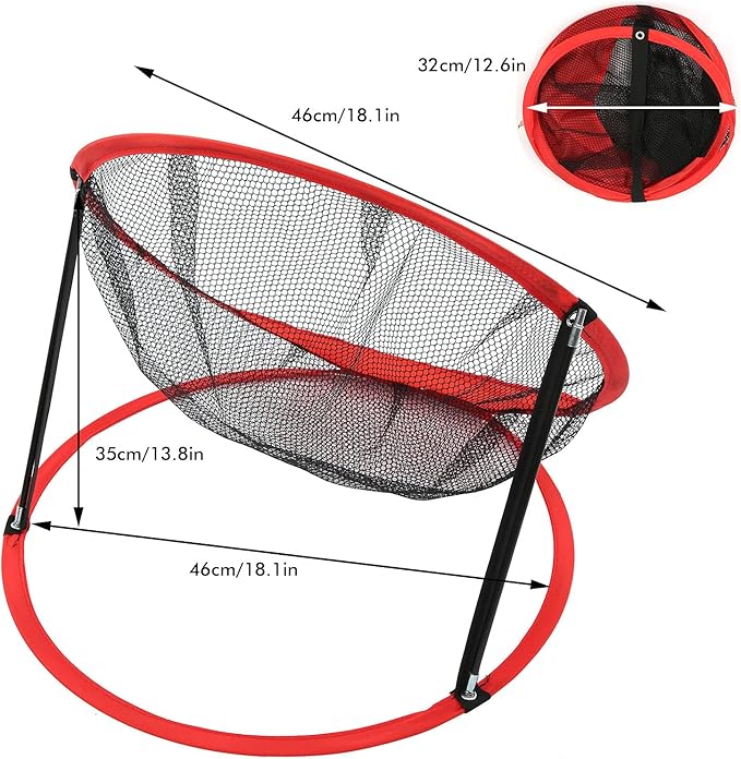 3 in 1 Golf Chipping Net Set, Golf Target Practice Net with 3 Different Sizes, Foldable Nylon Training Net for Indoor and Outdoor Use, Includes Collapsible Fiber Support Rods for E