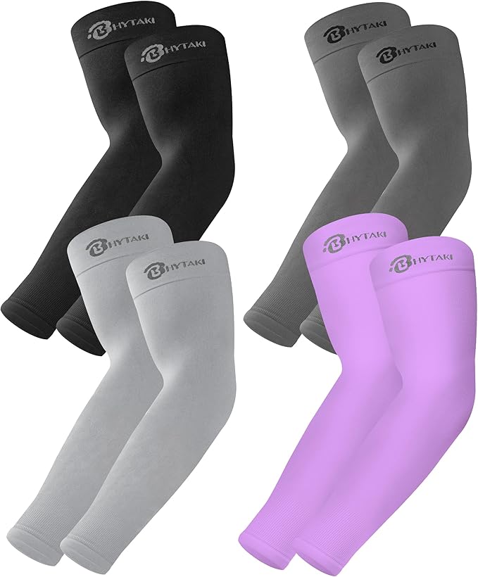 BHYTAKI UV Sun Protection Arm Sleeves, UPF 50 Sports Cooling Arm Compression Sleeves for Men Women Teenager