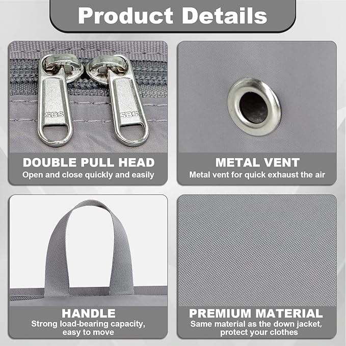 Extra Large Compression Packing Cubes for Travel Essentials, 2 Pack Expandable Travel Cubes for Packing Bags Suitcase Organizer, Grey