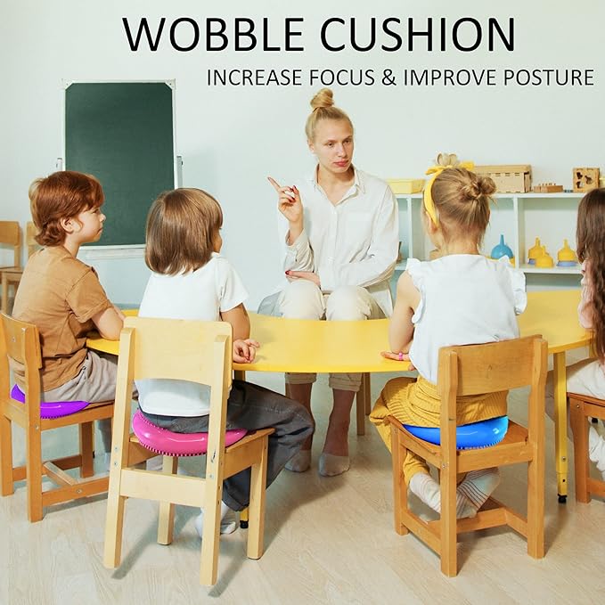 NEISHNG 3-Pack Stability Wobble Cushions with Hand Pumps, Kids Sensory Wiggle Seat for Classroom, Core Trainer Balance Disc for Gym and Home Workout (5 Color)