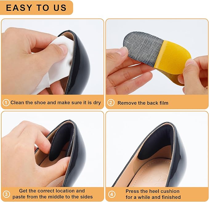 6 Pairs Heel Cushion Pads for Shoes Too Big, Shoe Grips Liners Heel Protectors to Prevent Heel Pain, Blisters and Rubbing, Anti Slip Shoe Filler Make Shoes Fit Tighter