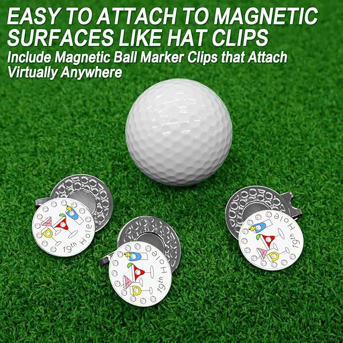 FINGER TEN Golf Ball Marker with Hat Clip Markers Assorted Patterns Value Gift Set Mark Golf Divot Tool Accessories for Men Women Kids