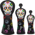 Montela Golf Club Covers,Colorful Skeleton Putter Cover Driver Covers Fairway Wood Headcover Hybrid Cover Leather Blade Putter Headcover Mallet for Brand