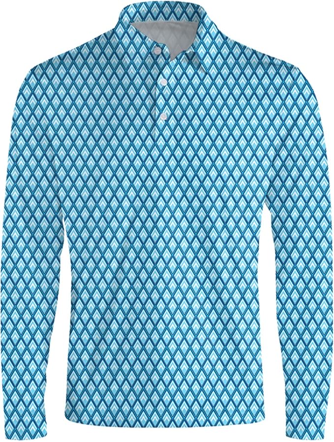 Men's Long Sleeve Golf Shirt Quick Dry 3 Button Work Fishing Outdoor Casual Collar Shirt