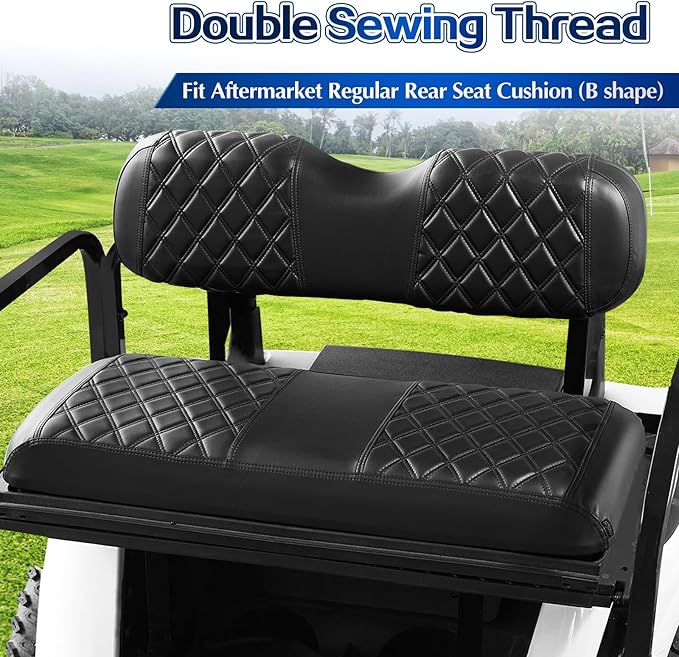 NOKINS 4PCS Golf Cart Diamond Seat Covers Kit,Front and Rear Seat Covers Fits for EZGO/Club Car/Yamaha Original Regular Seat Cushion, No Stapler