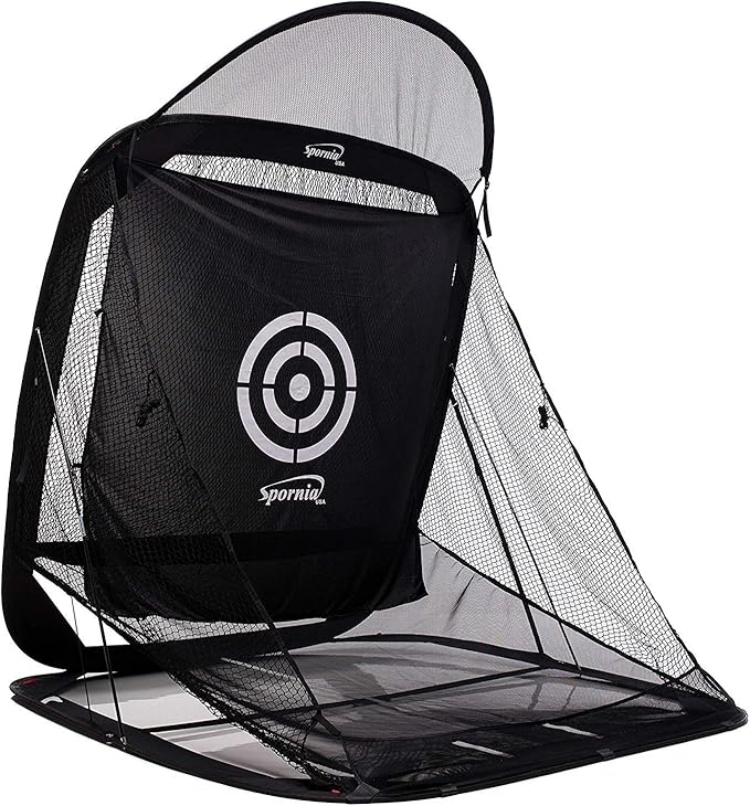 Spornia Spg-7 Golf Practice Net - Automatic Ball Return System w/Target Sheet, Two Side Barrier