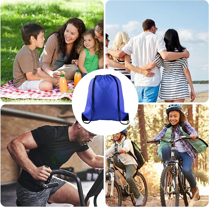 KUUQA 25Pcs Drawstring Backpack Bags String Backpack Sport Bag Sack Cinch Tote Gym Backpack Bulk for Gym Sport Traveling,Royal Blue