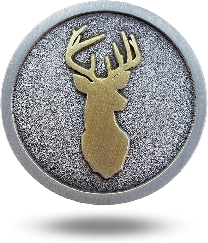 Full Metal Markers Trophy Buck Deer Unique Magnetic Metal Golf Ball Marker Accessory with Hat Clip for Men and Women