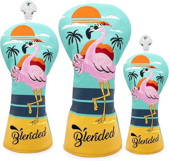 Golf Club Covers Flamingos Driver Cover Fariway Wood Headcover Hybrid Head Cover Leather Golf Headcover Fit All Brand