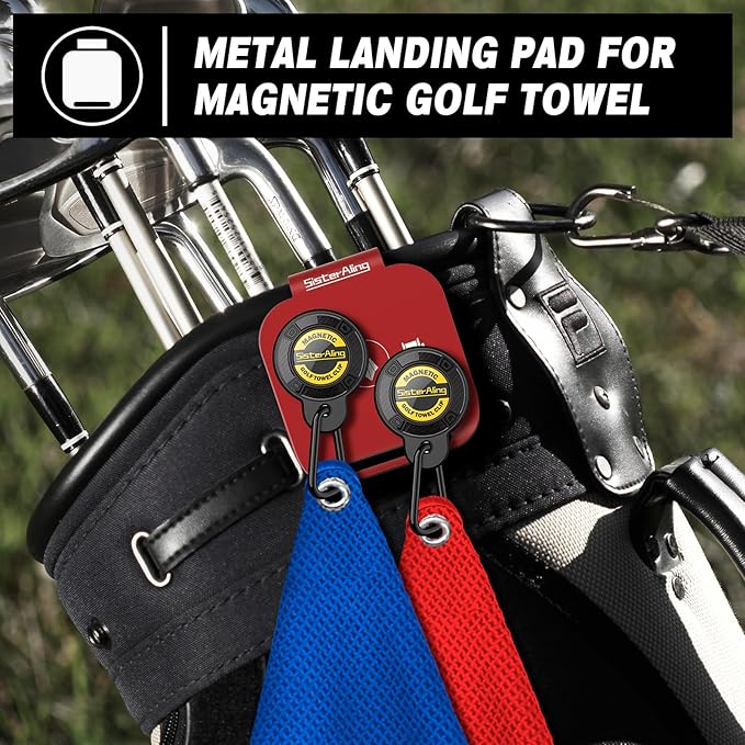 Golf Bag Metal Landing Pads for Magnetic Golf Towel,Golf Rangefinder,Golf Flask,Golf Speaker- Quick Access to Magnetic Golf Equipment and Accessories-Golf Gift -US Patent