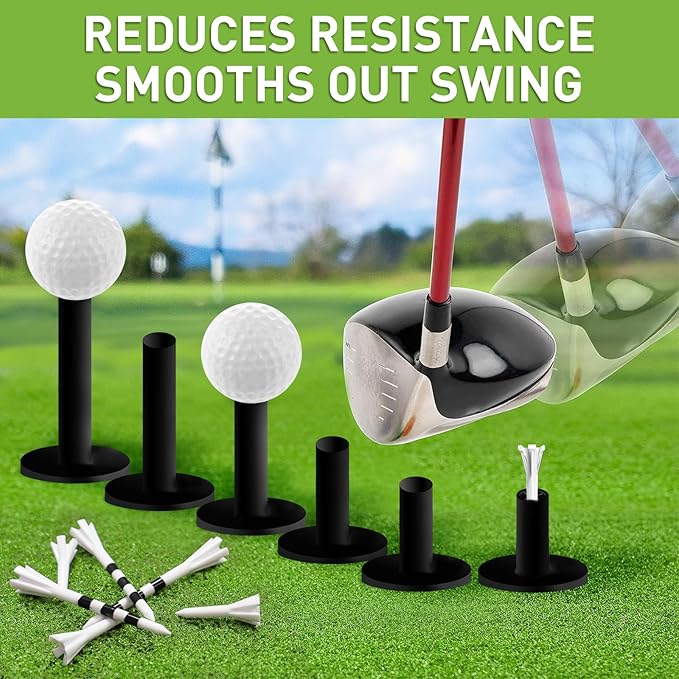 FINGER TEN Golf Rubber Tees Driving Range 3 Inch 1.5'' 2.25'' 2.75'' 3.13'' Tee Holder for Mat 1.5'' 2'' with Plastic Tees Indoor Outdoor Use