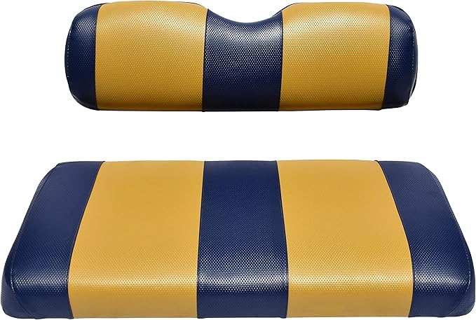 Seat Cover Replacement for Yamaha Drive or G-29 Golf Cart - Front Bench Seat - Premium Marine Vinyl - 5 Panel Stitching - Staple On Installation - Two-Tone Golf Cart Seat Covers (Blue & Gold)