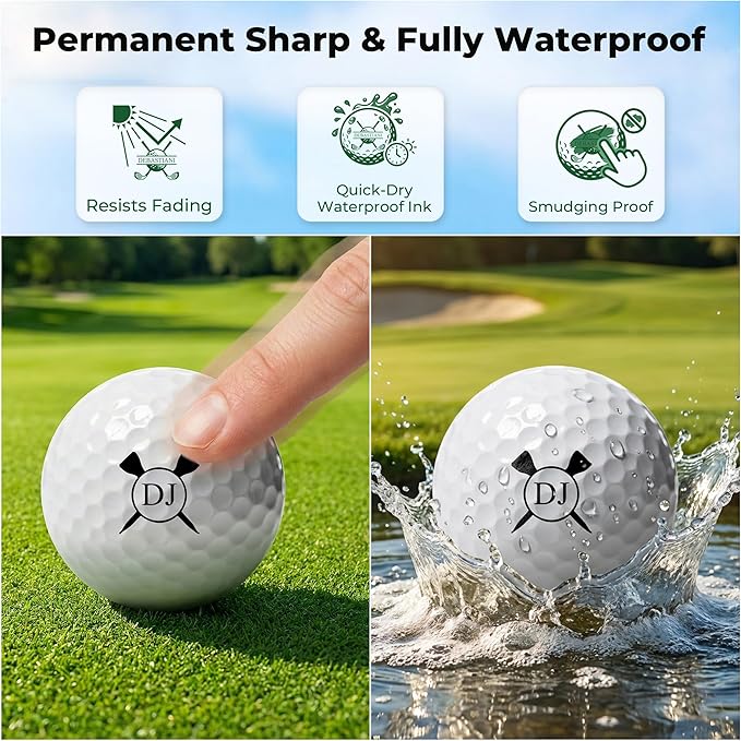 Personalized Golf Ball Marker Stamp, Self-Inking Marker, Reusable, Waterproof & Quick-Dry, Concave Design Permanent Marking with Metal Storage Case Best Gift for Golfer Birthday