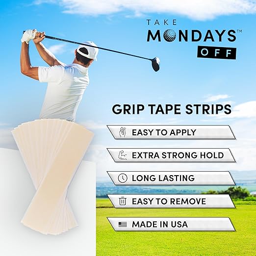Professional Golf Grip Tape 2" x 10" (15 Strips) Solvent Activated Double Sided Adhesive Grip Tape for Regripping Golf Clubs