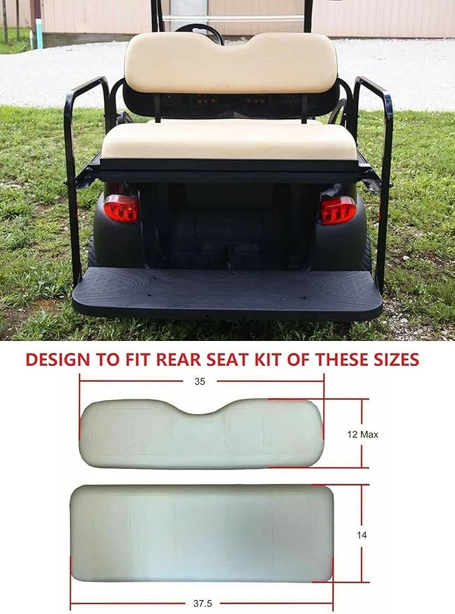 Huskey Golf Cart Front Rear Seat Covers for Club Car DS 2000.5-UP Models, Custom Fit, Black/Orange Diamond Stitching, Marine Grade Vinyl Material, Staple on