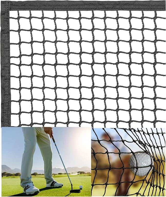 10ft, 15ft, 20ft Strong Durable Frequent Use Multi-Sports Barrier Net with Around Finished Seam Hitting Practice Nylon Netting High Impact in/Outdoor for Golf Baseball Hockey Soccer