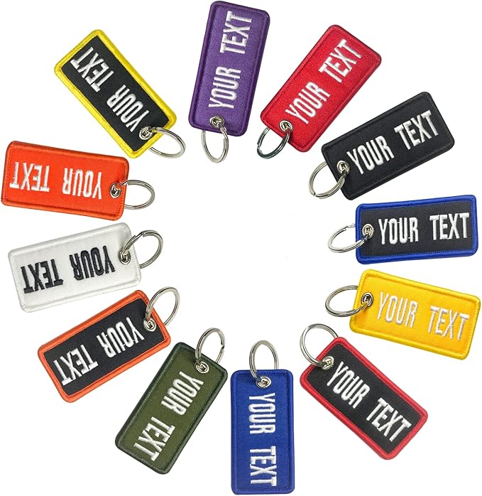 mvcen Custom Embroidery Keychain, Personalized Name Number Key Tag Customized Key Chain Embroidery Your Any Text Keyring Accessories for Luggage, Car, Motorcycles, Backpacks and Gift