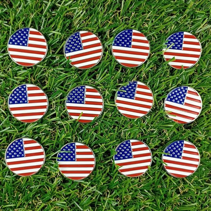 Golf Ball Markers Assorted Patterns Value Pack of 12 Golf Gifts, Golf Cap Clips and Divot Repair Tools Parter Accessories Sets for Men Women Golfer