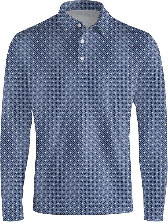 Men's Long Sleeve Golf Shirt Quick Dry 3 Button Work Fishing Outdoor Casual Collar Shirt