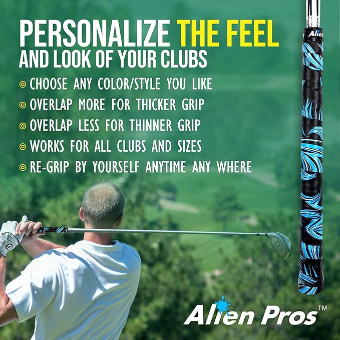 Alien Pros Golf Grip Wrapping Tapes - Innovative Golf Club Grip Solution - Enjoy a Fresh New Grip Feel in Less Than 1 Minute
