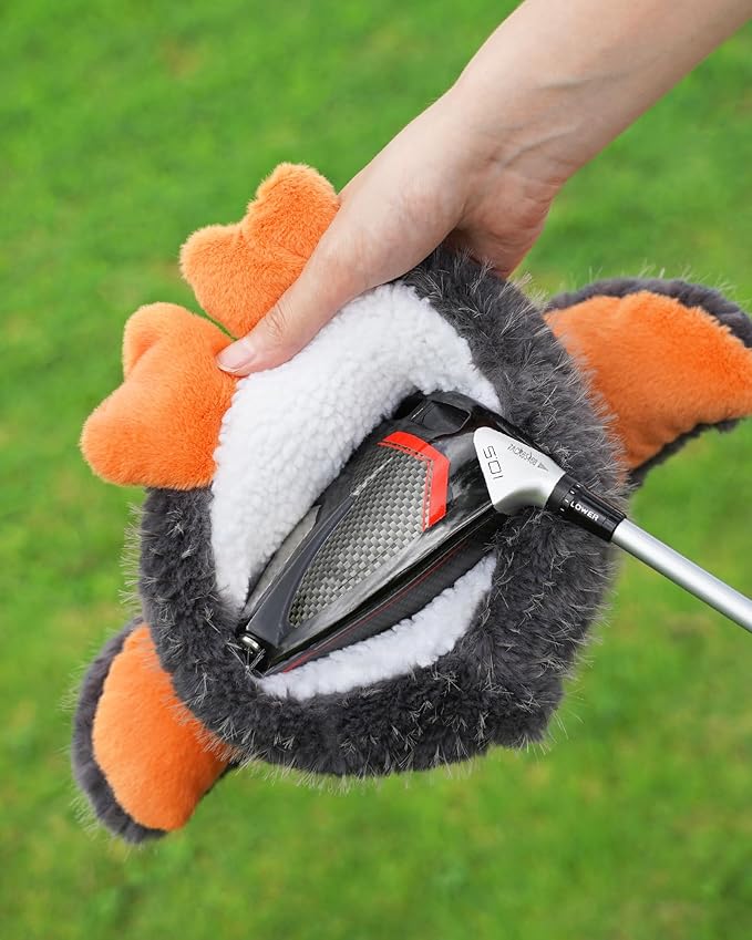 Big Teeth Funny Plush Driver Headcover Animal, Groundhog Gopher Penguin Driver Head Cover for 460cc Club, Sloth Leprechaun Crocodile Golf Head Covers for Woods and Driver Protector