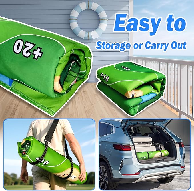 LINKET Golf Mat, 70"x70" Double-Sided 2in1 Golf Hitting Mat, Portable Golf Game for Chipping Practice for Dads & Junior Golfers - Golf Mats with 20 Sticky Balls & Golf Turf Mat for Indoor and Outdoor