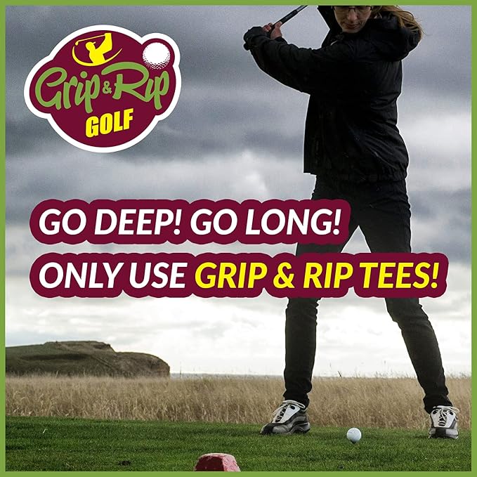 SPIN IT GRIPPING SOLUTION Grip & Rip Golf Tees 3 1/4 – 100 Count Plastic Golf Tees - Strong Golf Tee for Consistent Swings - Golf Accessories for Men - Best Golf Essentials