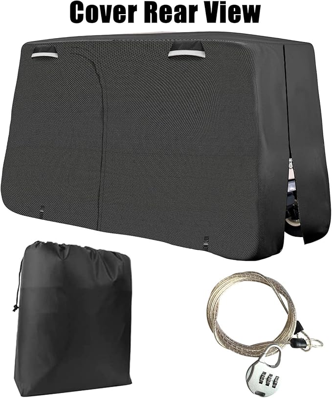 SAPUBK Golf Cart Cover Golf Cart Accessories with Side Door Ziper Compatible with Club Car/EZ-GO/Yamaha for Rain UV Dust Protection All Weather