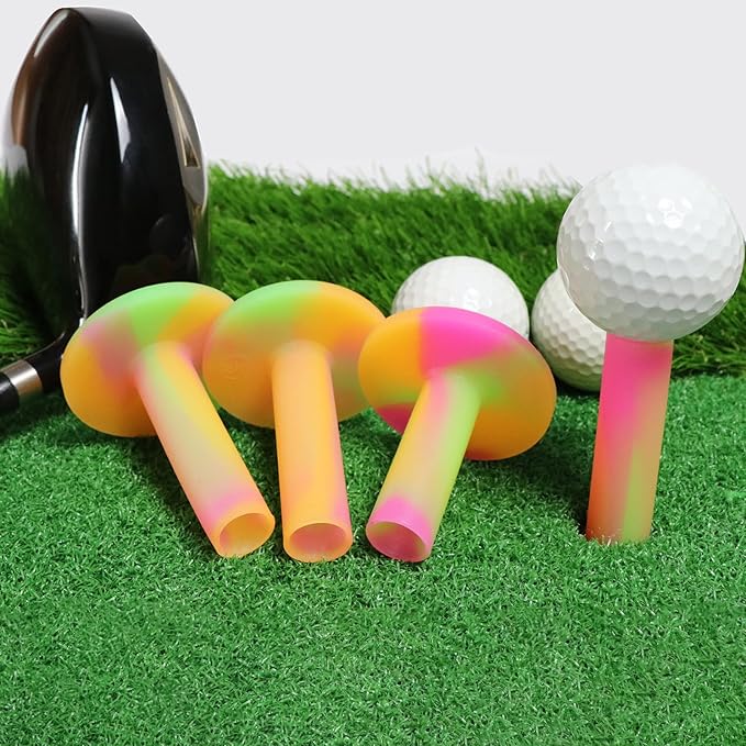 LeFeng Sports Golf Rubber Tees Holder Set, Mixed Size Durable and Hight Elastic Driving Range Tees, Colorful Golf Tees for Golf Practice Mat (3Pcs Multicolor Golf Tee)