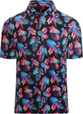 Esabel.C Golf Shirts for Men Dry Fit Performance Short Sleeve Print Moisture Wicking Collared Shirt