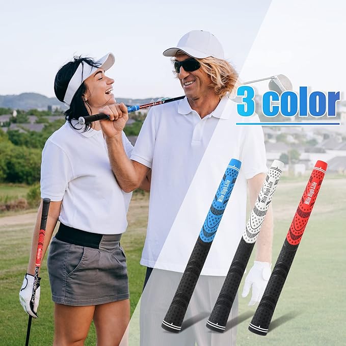 Mile High Life Golf Grips 13 Pack / 3 Pack - All-Weather Soft Rubber Golf Club Grips - High Shock Absorption, Enhanced Traction - Standard, Midsize & Jumbo Size (Core 0.58"-0.61")