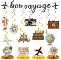 Bon Voyage Party Decorations - 13PCS Travel Themed Party Decorations Glitter Bon Voyage Banner Hanging Swirls Let the Adventure Begin Honeycomb Centerpieces Decor Going Away Party Supplies