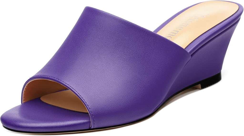 Wedge Sandals for Women Open Toe Wedge Heels Womens Matte High Heel Sandal Round Toe Heeled Wedge Sandals Slip on Casual shoes 2 inch