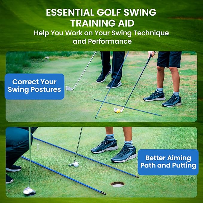 FINGER TEN Golf Alignment Sticks Rods Swing Trainer Tools 48 Inch 2 Or 3 Pack, Fits in Golf Bag Tour Stickers Practice Training Aid