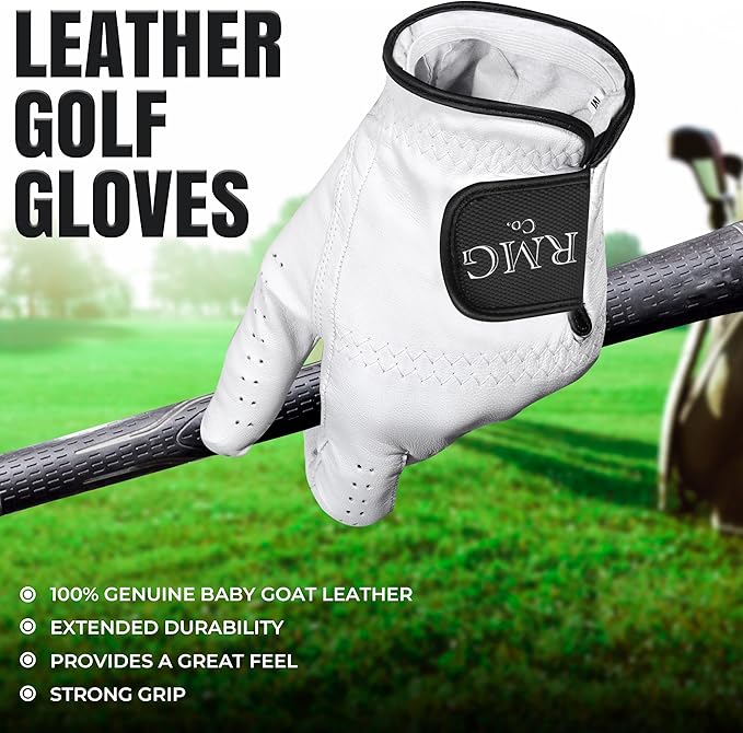 Premium Leather Classic White Golf Glove for Men Available in Left and Right Hand