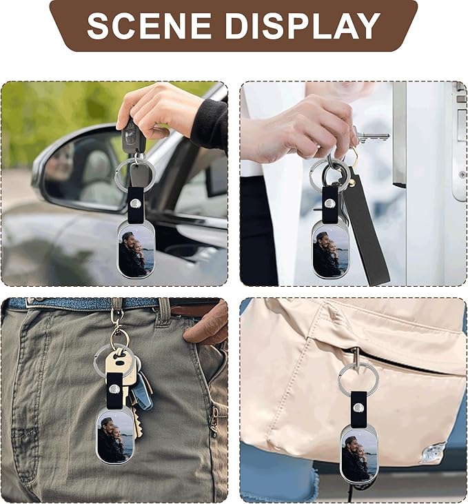 Custom Keychains with Picture Personalized Photo Logo Text Customized Key Chain for Boyfriend Dad Men Women Gifts