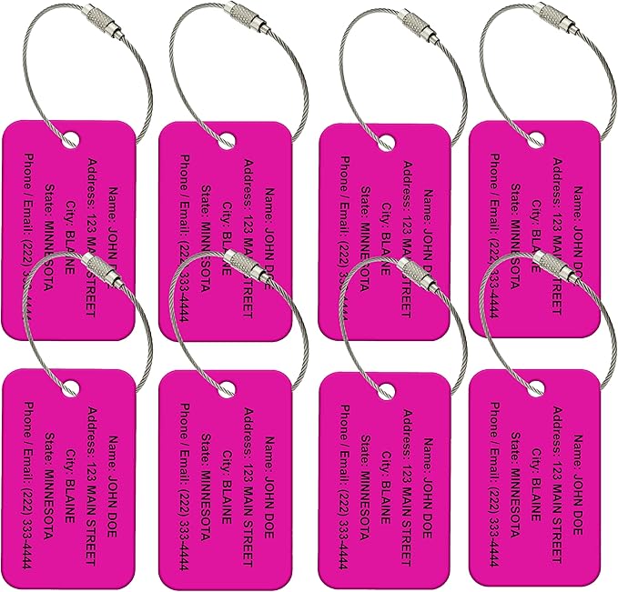 Custom Luggage Tags for Travel – Durable High-Visibility Acrylic Tags for Suitcases, Backpacks, & Luggage Sets, Includes Wire Ring Loop for Easy Attachment