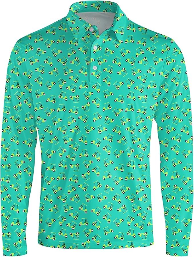 Men's Long Sleeve Golf Shirt Quick Dry 3 Button Work Fishing Outdoor Casual Collar Shirt