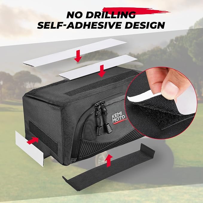 KEMIMOTO Golf Cart Dash Storage Bag Compatible with Club Car Tempo, 1680D, No Drilling Organizer Bag, Waterproof, Black