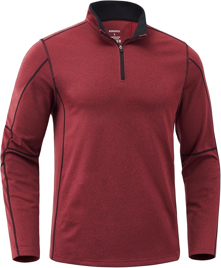 G Gradual Quarter Zip Pullover for Men Fleece Lined Sweatshirt Long Sleeve Winter Golf Shirt Mock Neck Polo Running Sweater