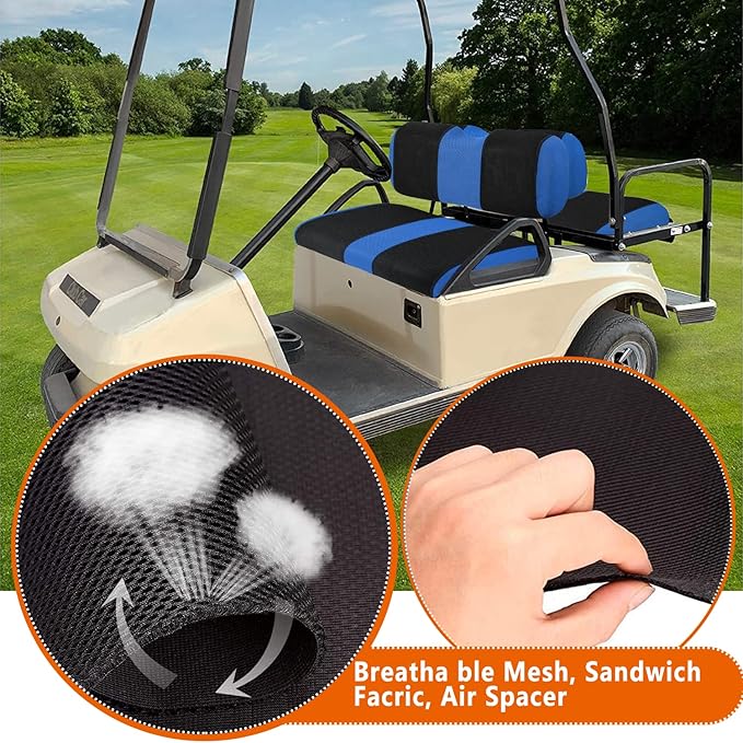 4 Passenger Golf Cart Seat Covers Fit for EZGO TXT OEM Ordinary Seat Cushion, EZGO TXT Front and Back seat Cover, Washable Golf Cart Seat Covers for EZGO