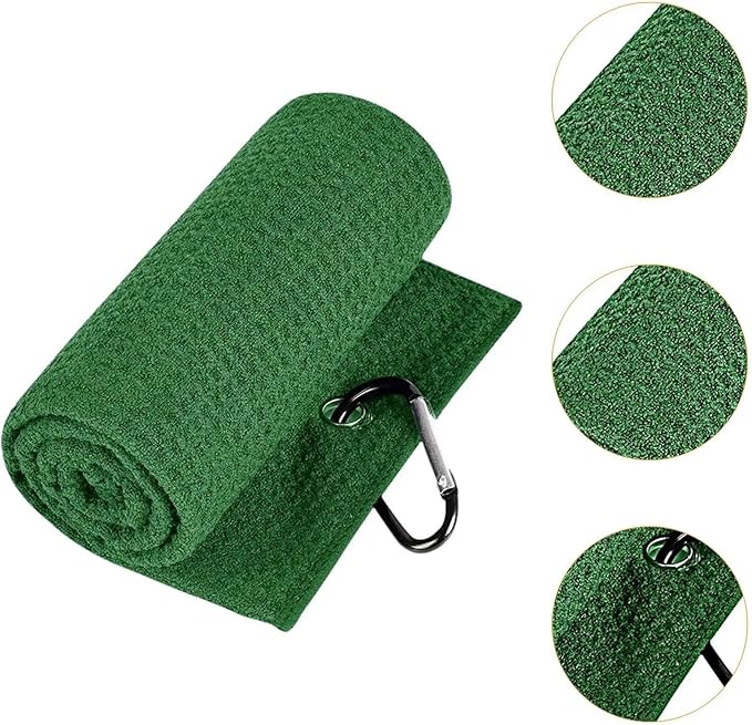 Golf Towel with Clip, Soft Microfiber Cleaning Cloth for Golf Clubs and Balls, Compact and Absorbent(Black)