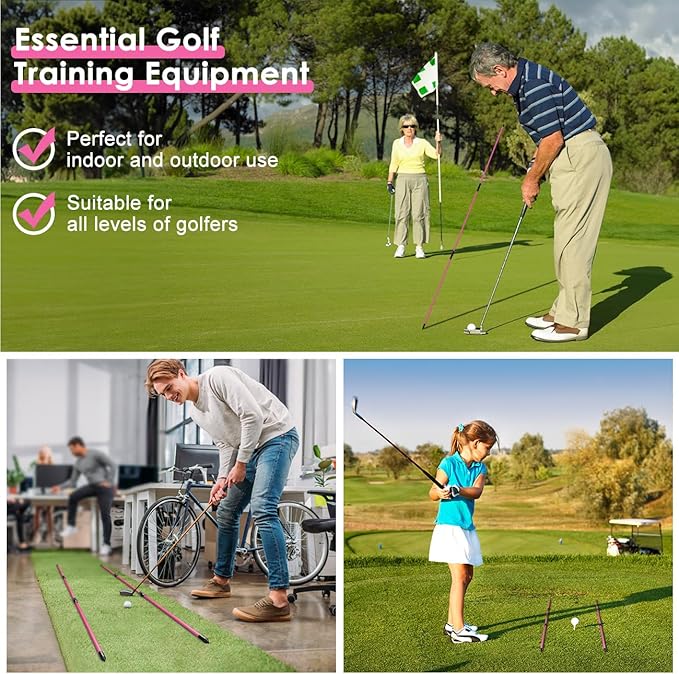 Rhino Valley Golf Alignment Sticks - 48" Collapsible Golf Practice Rods for Aiming, Putting, Full Swing Trainer, Posture Corrector with Clear Tube Case, Golf Training Equipment