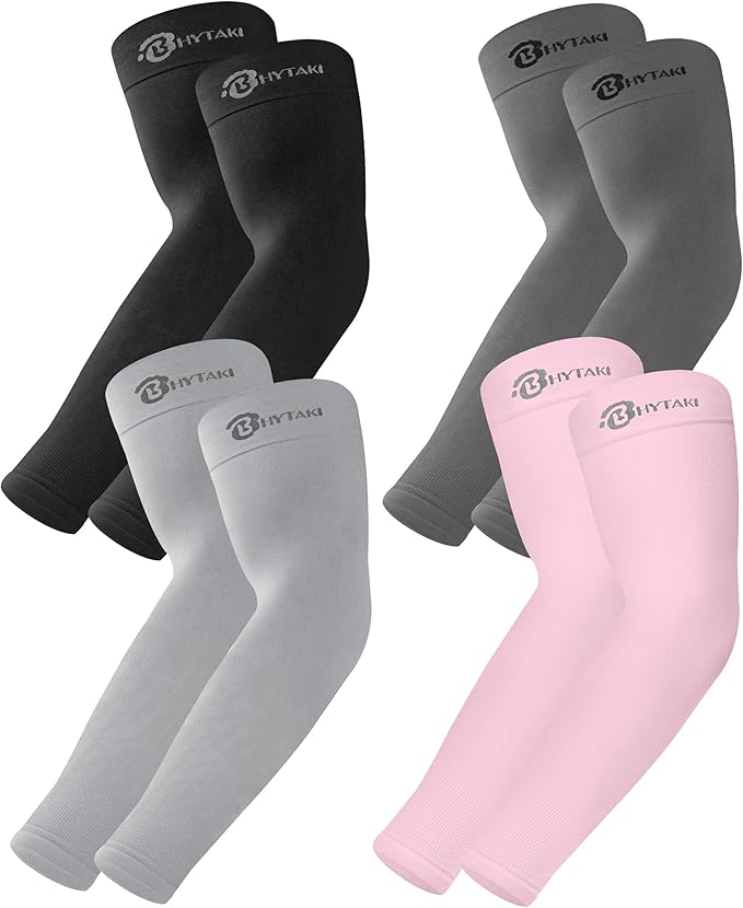 BHYTAKI UV Sun Protection Arm Sleeves, UPF 50 Sports Cooling Arm Compression Sleeves for Men Women Teenager