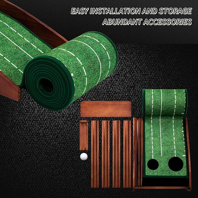 Putting Green Indoor,Golf Putting Mat with Auto Ball Return,Premium Crystal Velvet Surface, Practice Putting mat, Perfect Training Aid & Gift for Golf Lovers Christmas