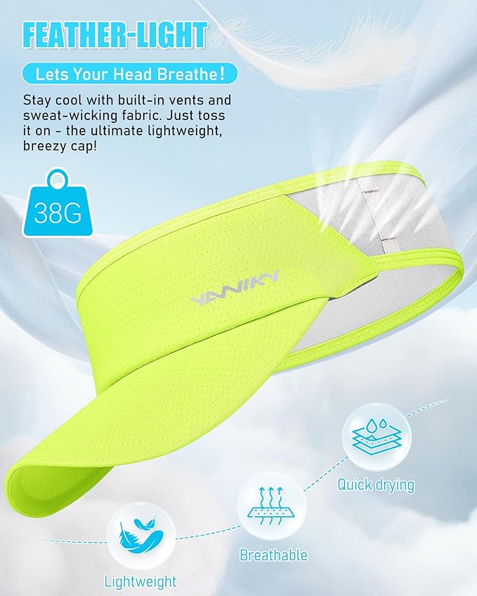 Sports Sun Visor Hats for Women Men Lightweight Breathable Cooling Stretchy Visors Foldable UPF 50+ for Running Tennis Golf