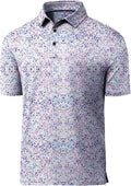 JACKETOWN Mens Polo Shirts Short Sleeve Print Dry Fit Performance Moisture Wicking Casual Collared Golf Shirts