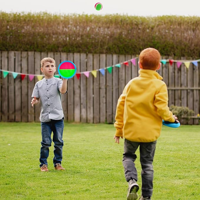 Ayeboovi Toss and Catch Ball Game Outdoor Beach Pool Kids Toys Outside Lawn Yard Games for 3 4 5 6 7 8 9 10 11 12 Year Old Girls Boys Toys Birthday Gift Stocking Stuffers (2 Paddles 2 Balls)